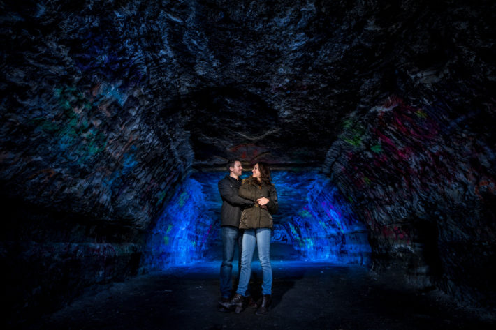 Stillwater Engagement Session blue cave and couple