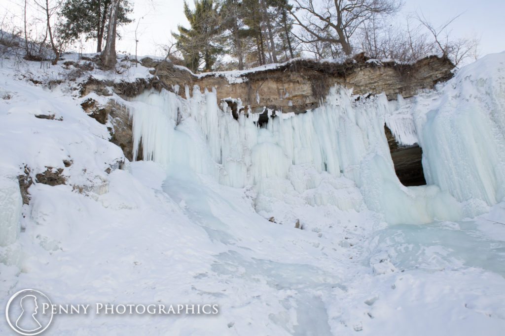 Minnehaha Frozen Falls Adventure epic exterior falls shot