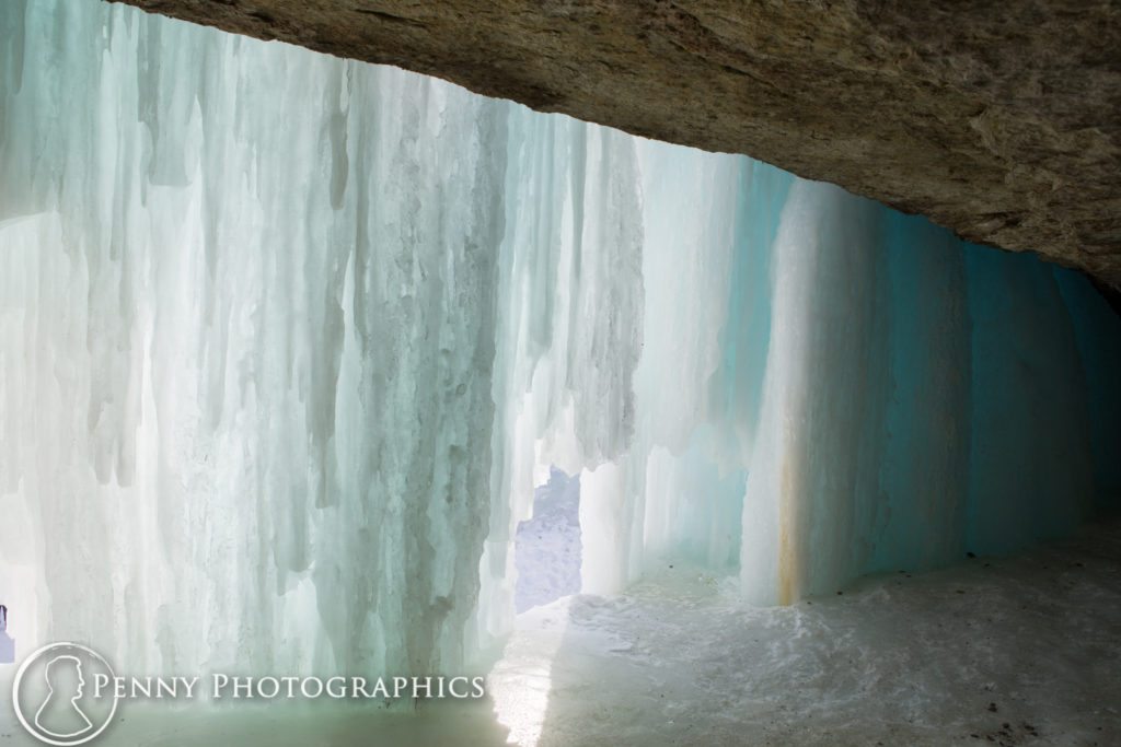Minnehaha Frozen Falls Adventure behind the colorful falls