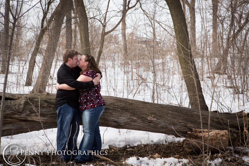 Como Conservatory Engagement outdoor winter kiss