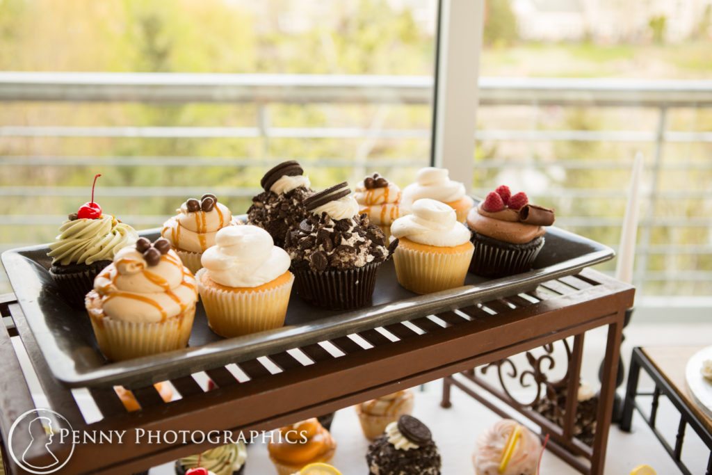 assortment of cupcakes at wedding reception