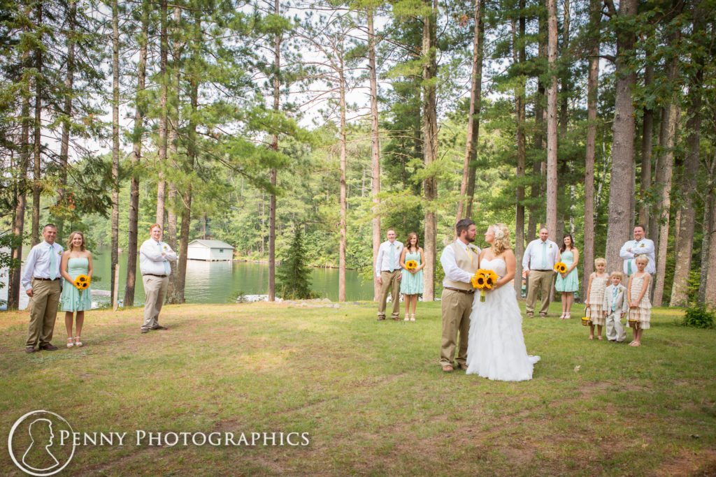 Outdoor Barn Wedding lakeside wedding party