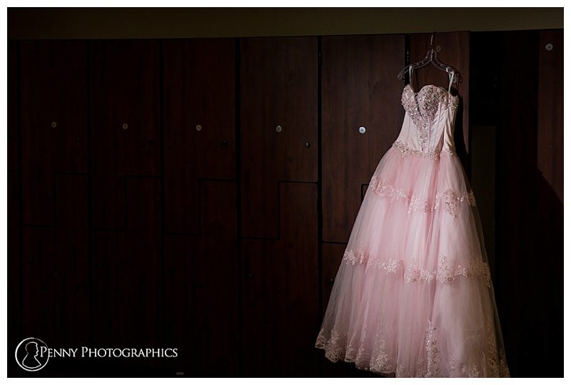 Edinburgh Golf Course Wedding pink wedding dress