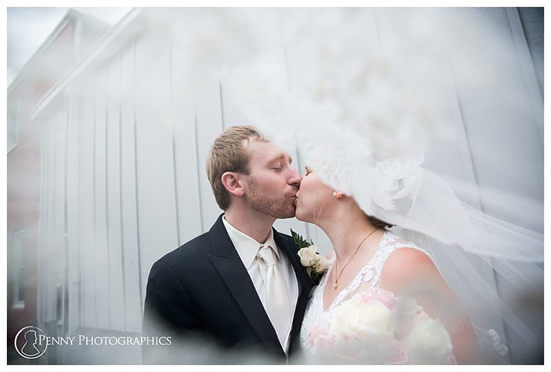 Huber Park Wedding Couple Veil Kiss