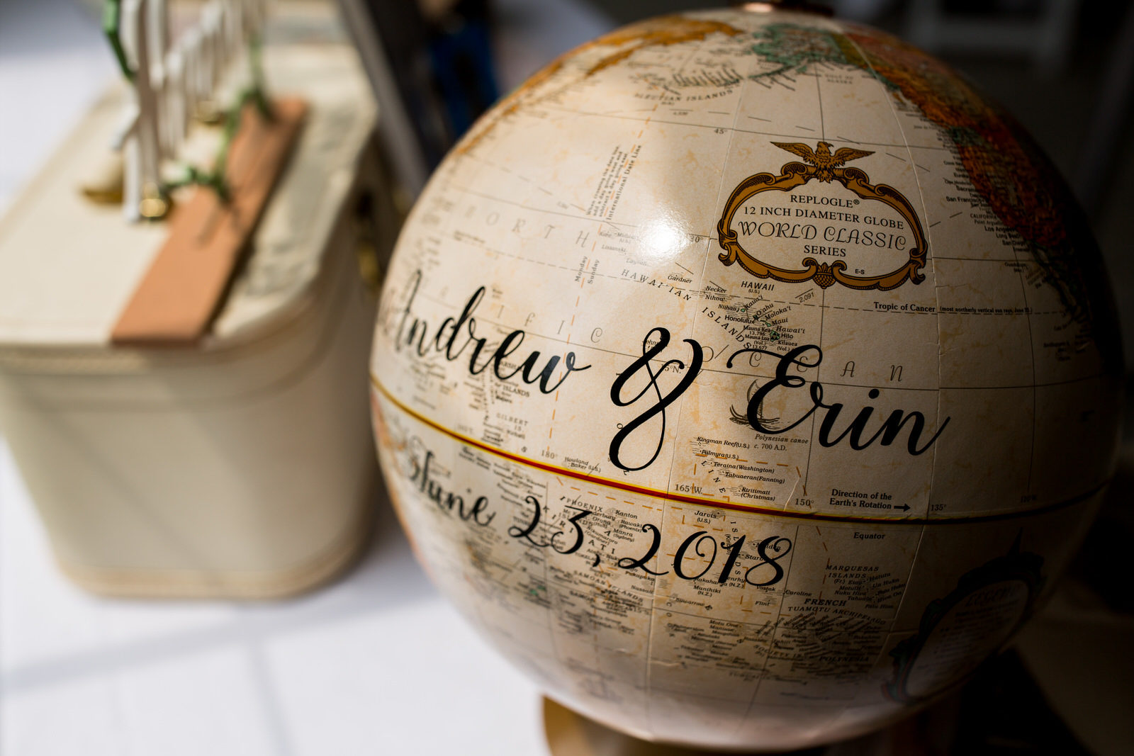 Chankaska Creek Winery Wedding personalized globe picture
