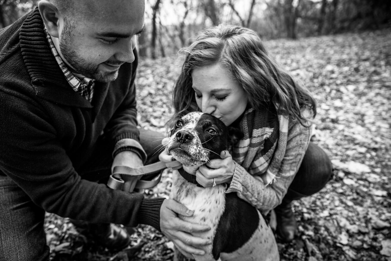 Wildwood Park Engagement Session pup getting some love