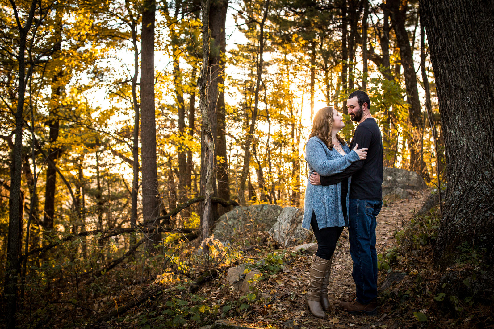Lodi Engagement Session couple in the golden leaves