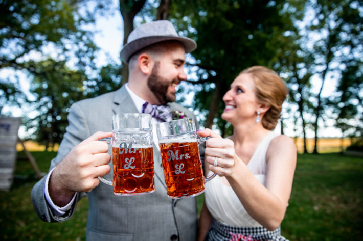 cheers North Star Farm wedding