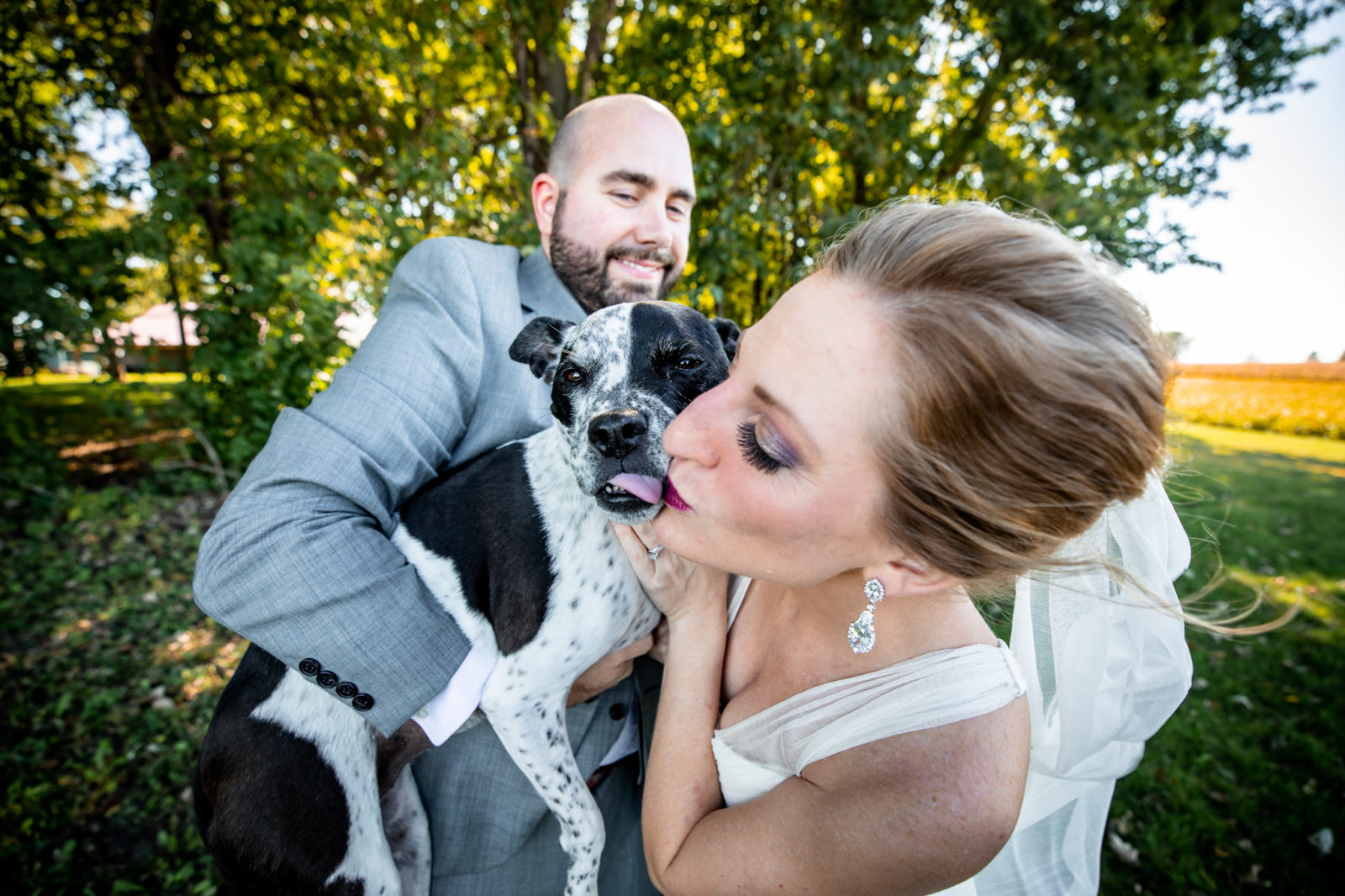 puppy kiss North Star Farm wedding