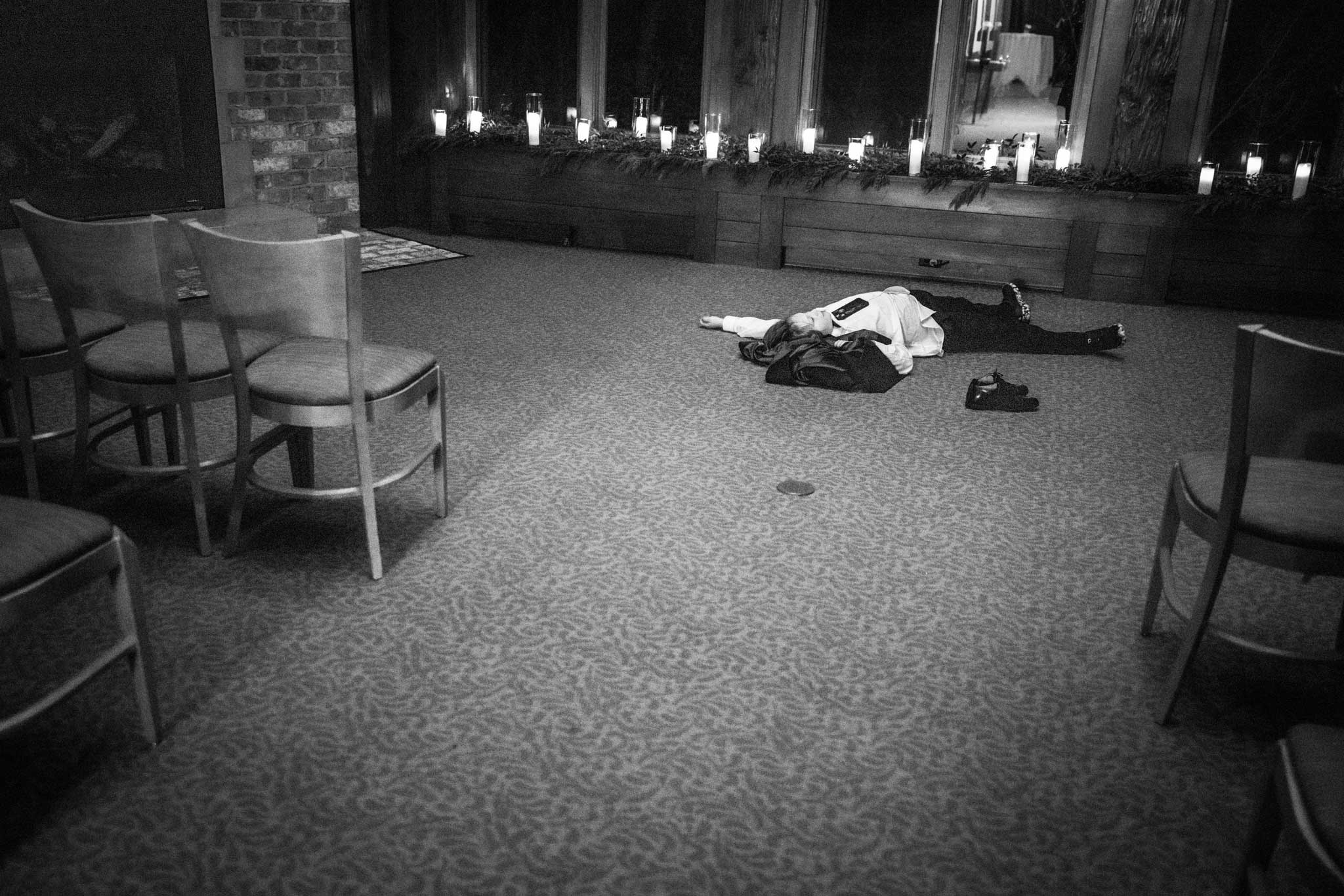 A kid passed out on the floor during the wedding reception.